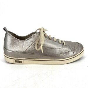Fitflop‎ Supertone Women's Sneakers Silver Leather Lace Up Wobble Board Size 8